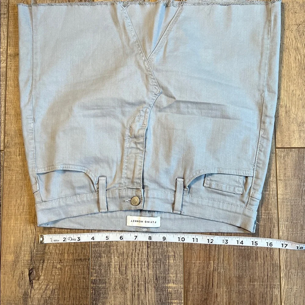 Flying Monkey Gray Denim Skirt Frayed Raw Hem Size 29